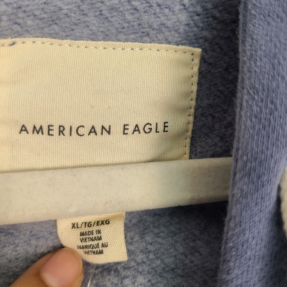 American Eagle Blue-ish Purple-ish (Periwinkle) Cropped Batwing Zip Up Hoodie XL - Picture 5 of 6